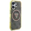 Guess IML Metal Glitter 4G Circle Triangle MagSafe puzdro pre iPhone 16 (hnedá)