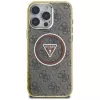 Guess IML Metal Glitter 4G Circle Triangle MagSafe puzdro pre iPhone 16 Pro (hnedá)