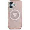 Guess IML Metal Glitter 4G Circle Triangle MagSafe puzdro pre iPhone 16 (ružová)