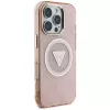 Guess IML Metal Glitter 4G Circle Triangle MagSafe zadné puzdro pre Apple iPhone 16 Pro (ružová)