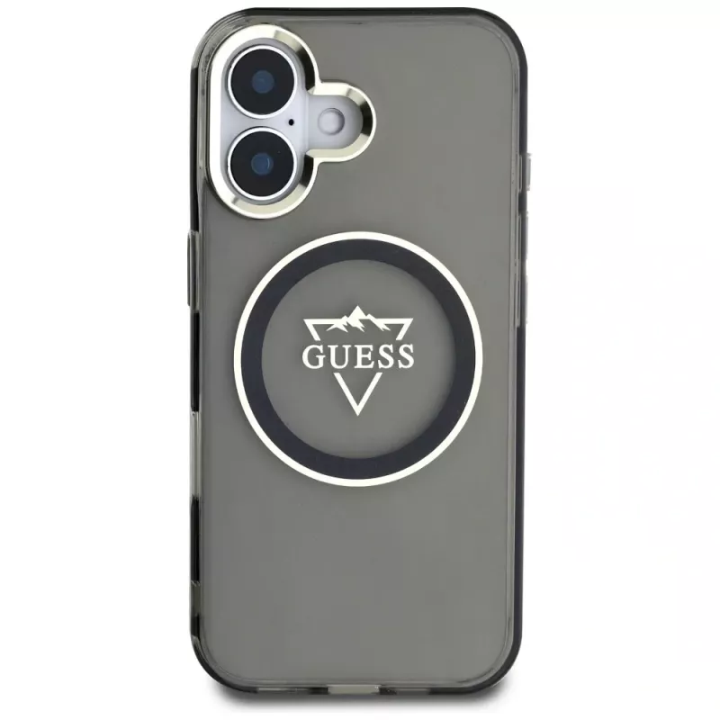 Guess IML Metal Mountain Logo MagSafe puzdro pre iPhone 16 (čierna)
