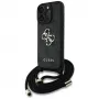 Guess 4G Big Logo Cord Strap Crossbody puzdro pre iPhone 16 Pro (čierna)