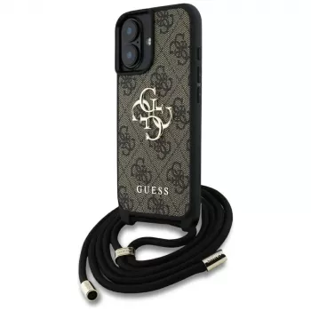 Guess 4G Big Logo Cord Strap Crossbody puzdro pre iPhone 16 hnedá
