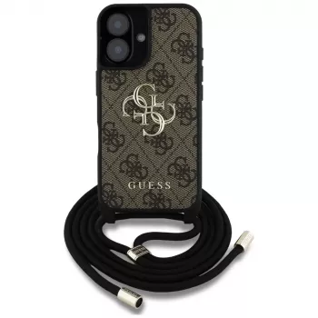 Guess 4G Big Logo Cord Strap Crossbody puzdro pre iPhone 16 hnedá