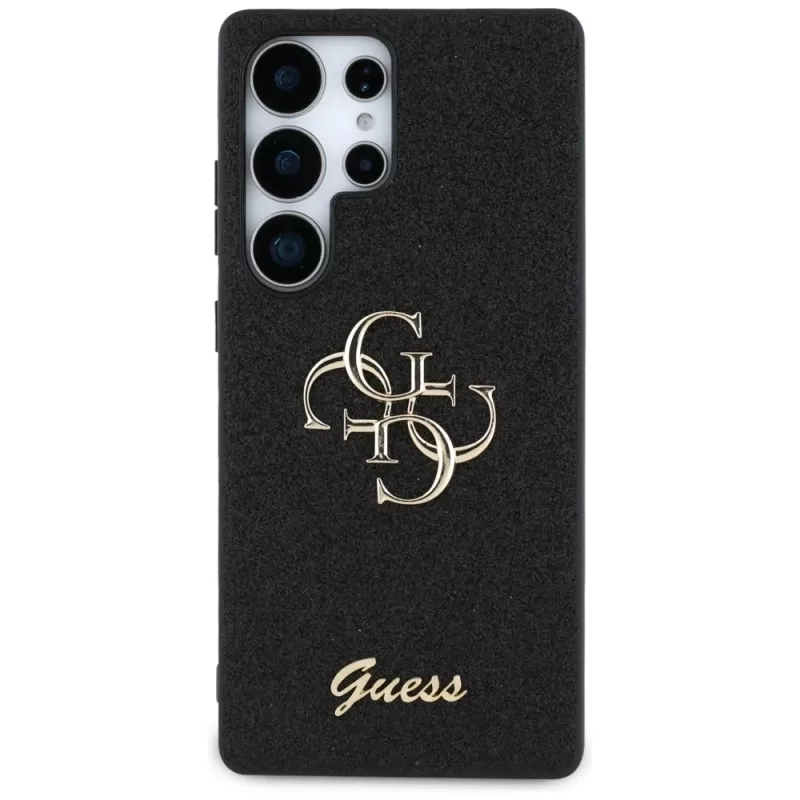 Guess Fixed Glitter Big 4G Metal Logo puzdro pre Samsung Galaxy S25 Ultra (čierna)