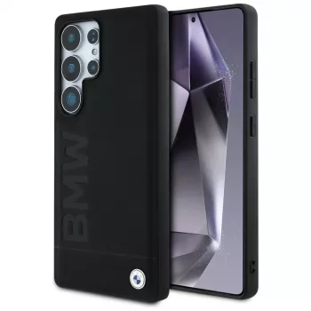 BMW Leather Big Wordmark puzdro pre Samsung Galaxy S25 Ultra čierna