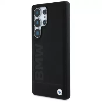 BMW Leather Big Wordmark puzdro pre Samsung Galaxy S25 Ultra čierna