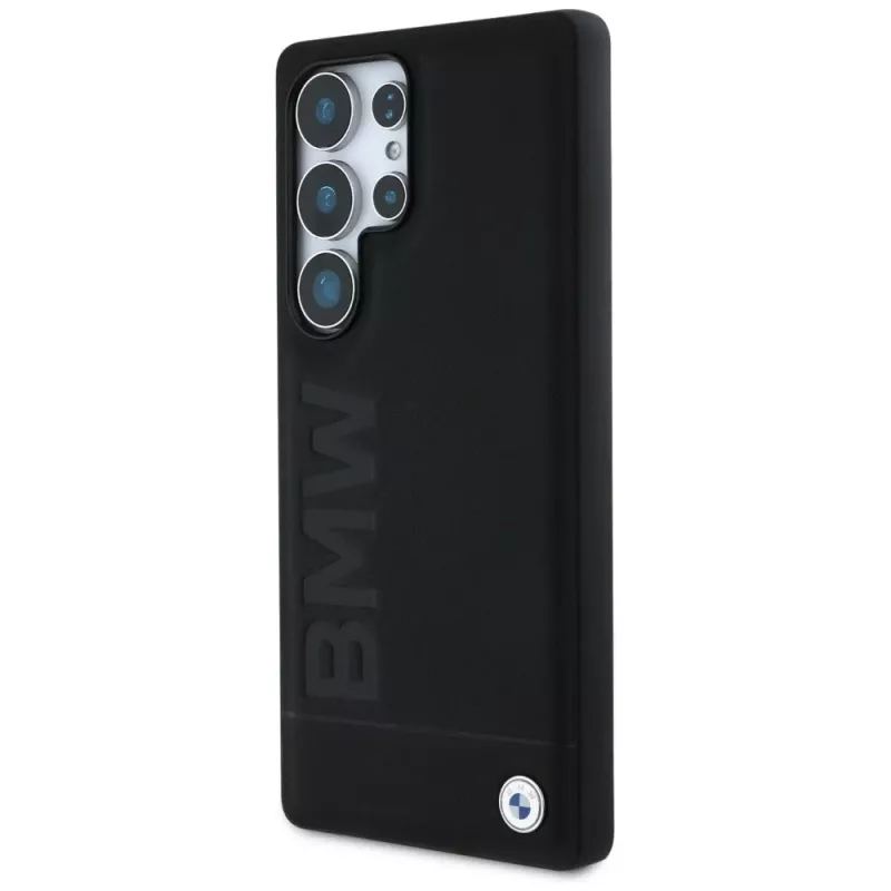 BMW Leather Big Wordmark puzdro pre Samsung Galaxy S25 Ultra čierna