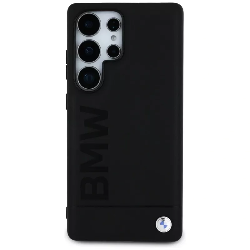 BMW Leather Big Wordmark puzdro pre Samsung Galaxy S25 Ultra čierna