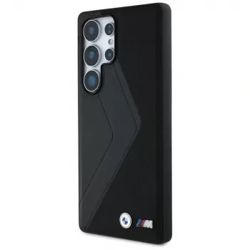 BMW kožené puzdro Oversized Stripes MagSafe pre Samsung Galaxy S25 Ultra čierna