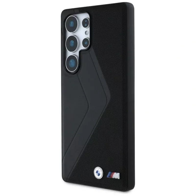 BMW kožené puzdro Oversized Stripes MagSafe pre Samsung Galaxy S25 Ultra čierna