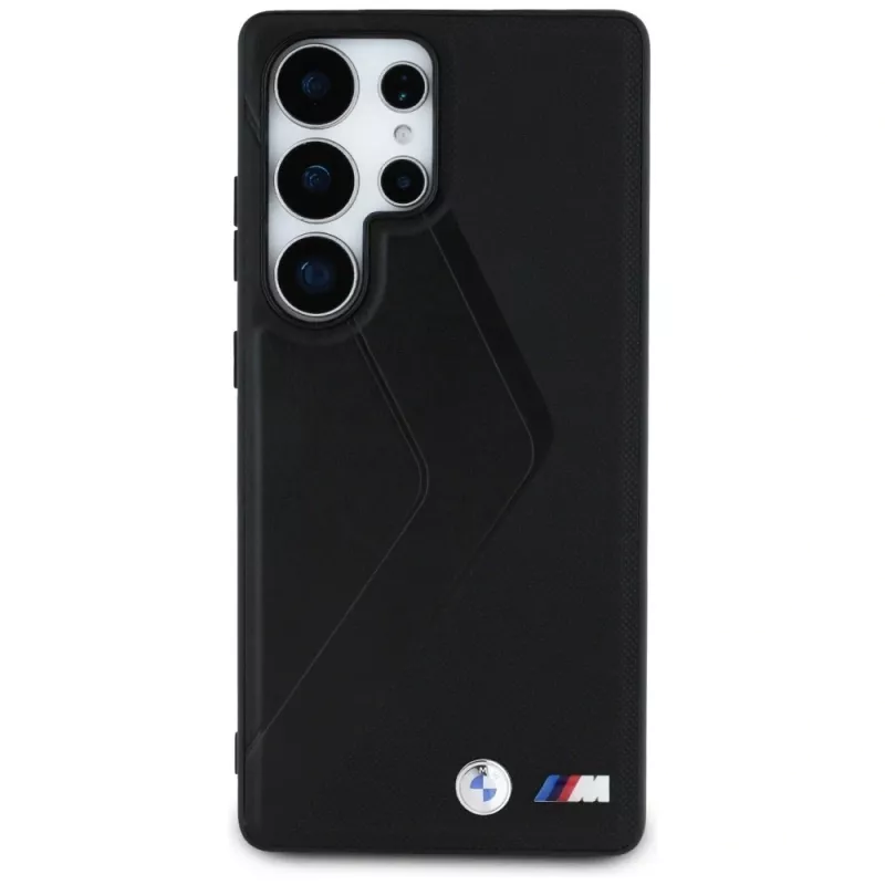 BMW kožené puzdro Oversized Stripes MagSafe pre Samsung Galaxy S25 Ultra čierna