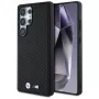 BMW kožené puzdro Leather Carbon MagSafe pre Samsung Galaxy S25 Ultra čierna