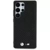 BMW kožené puzdro Leather Carbon MagSafe pre Samsung Galaxy S25 Ultra čierna