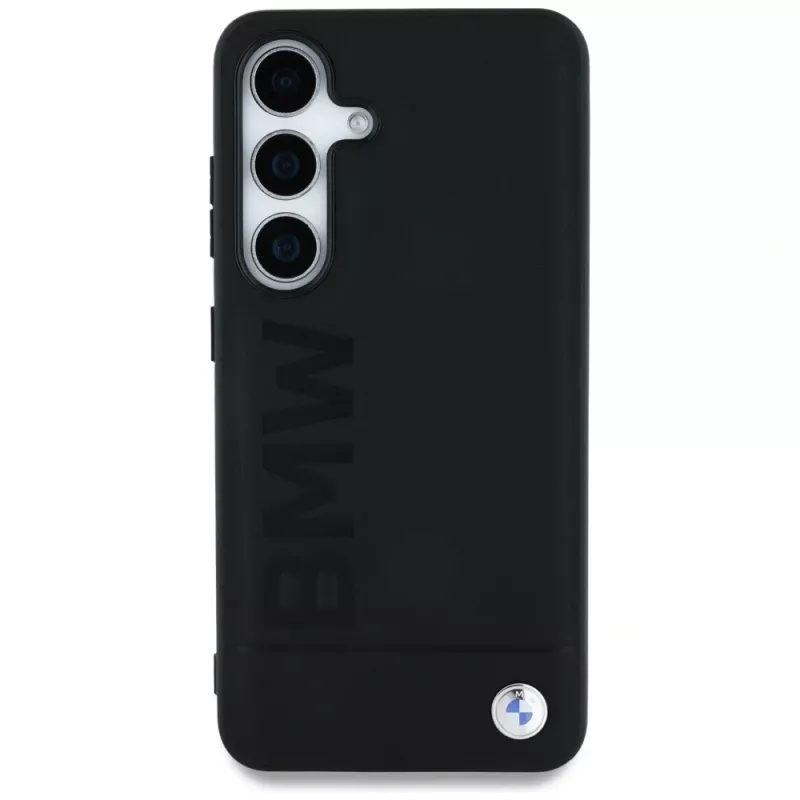 BMW kožené puzdro Big Wordmark pre Samsung Galaxy S25+ čierna