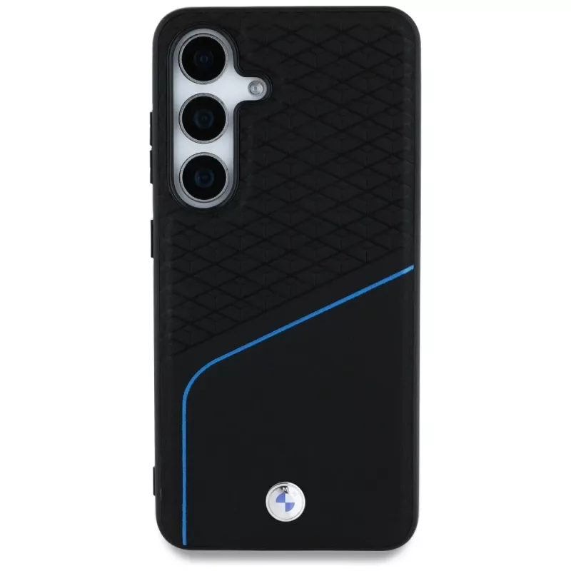 BMW kožené puzdro TEXTURED a hladké MagSafe pre Samsung Galaxy S25 čierna