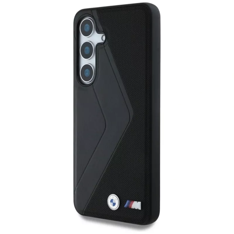 BMW kožené puzdro Oversized Stripes MagSafe pre Samsung Galaxy S25 čierna