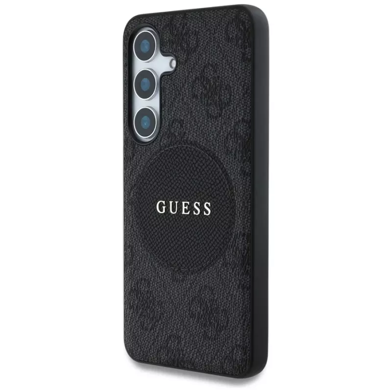 Guess 4G Round Patch Classic Logo MagSafe puzdro pre Samsung Galaxy S25+ (čierna)