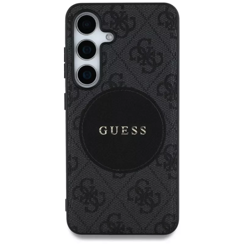 Guess 4G Round Patch Classic Logo MagSafe puzdro pre Samsung Galaxy S25+ (čierna)