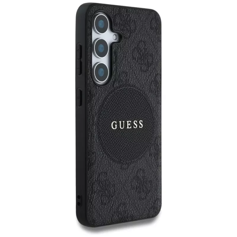 Guess 4G Round Patch Classic Logo MagSafe puzdro pre Samsung Galaxy S25+ (čierna)