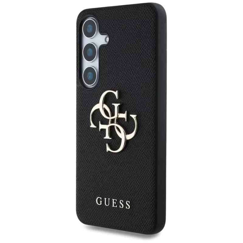Guess Grained Big 4G Logo Small Classic Logo zadný kryt pre Samsung Galaxy S25, čierna