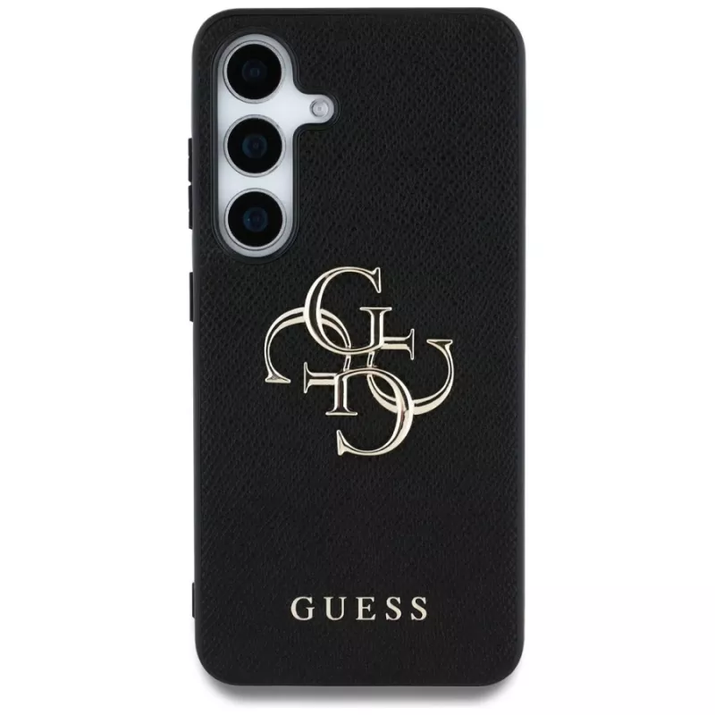 Guess Grained Big 4G Logo Small Classic Logo zadný kryt pre Samsung Galaxy S25, čierna