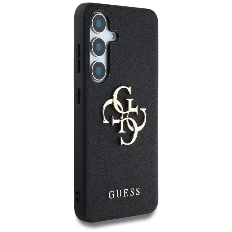 Guess Grained Big 4G Logo Small Classic Logo zadný kryt pre Samsung Galaxy S25, čierna