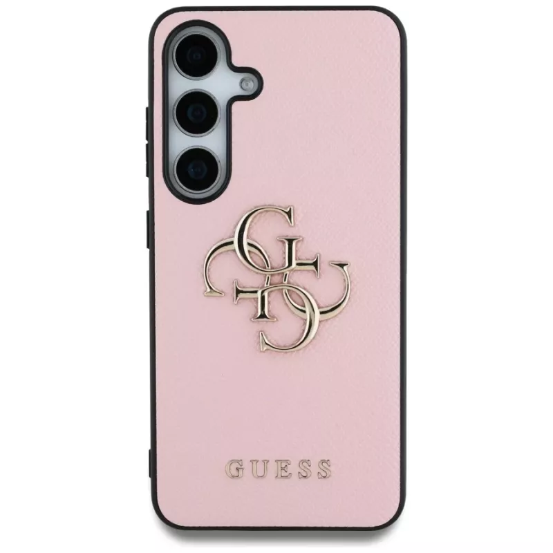 Guess Grained Big 4G Logo Small Classic Logo zadný kryt pre Samsung Galaxy S25 Plus, ružová