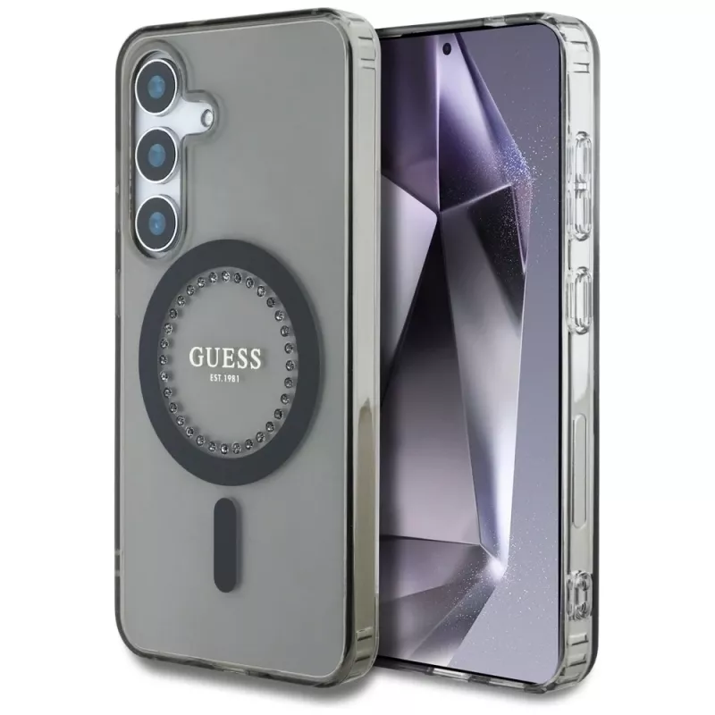 Guess puzdro Rhinestones Printed Classic Logo MagSafe pre Samsung Galaxy S25 (čierna)