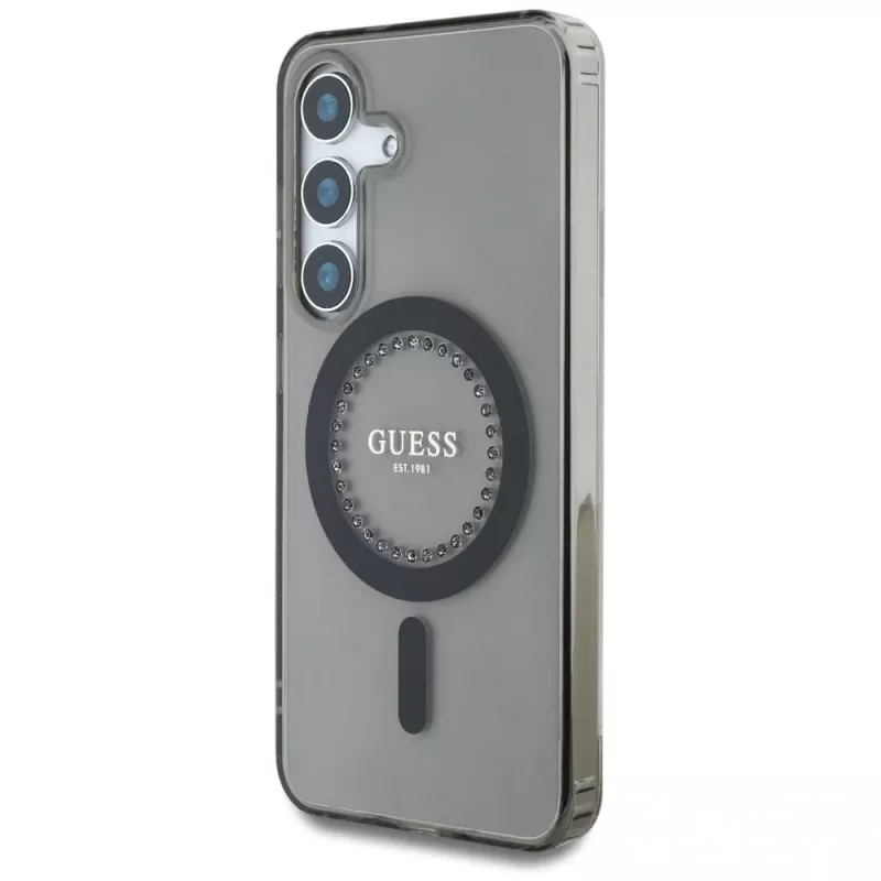 Guess puzdro Rhinestones Printed Classic Logo MagSafe pre Samsung Galaxy S25 (čierna)
