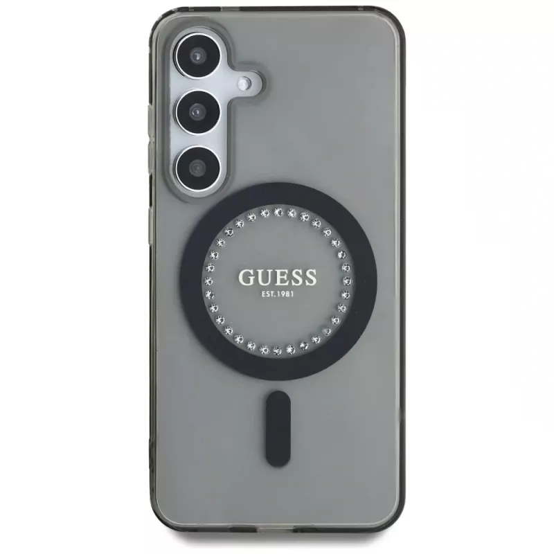 Guess puzdro Rhinestones Printed Classic Logo MagSafe pre Samsung Galaxy S25 (čierna)