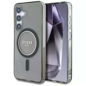 Guess puzdro Glitter Circle Classic Logo MagSafe pre Samsung Galaxy S25 čierna