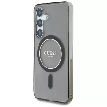 Guess puzdro Glitter Circle Classic Logo MagSafe pre Samsung Galaxy S25 čierna