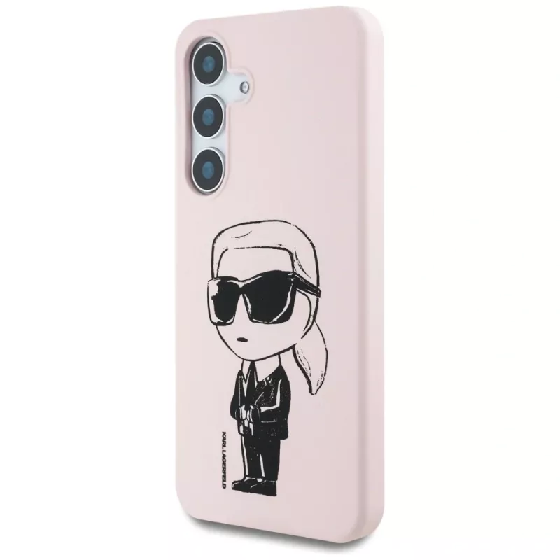 KARL LAGERFELD silikónové puzdro Silicone Graffiti Ikonik Printed Logo MagSafe pre Samsung Galaxy S25 - ružová