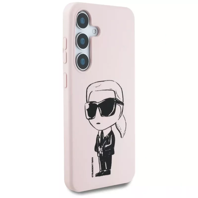 KARL LAGERFELD silikónové puzdro Silicone Graffiti Ikonik Printed Logo MagSafe pre Samsung Galaxy S25 - ružová