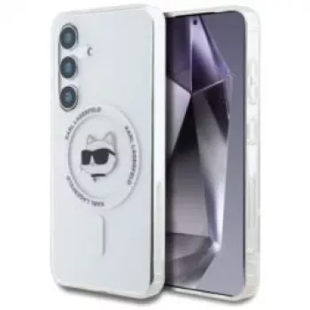 Karl Lagerfeld puzdro Button Choupette Head Printed Logo MagSafe pre Samsung Galaxy S25 biela