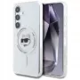 Karl Lagerfeld puzdro Button Choupette Head Printed Logo MagSafe pre Samsung Galaxy S25 biela