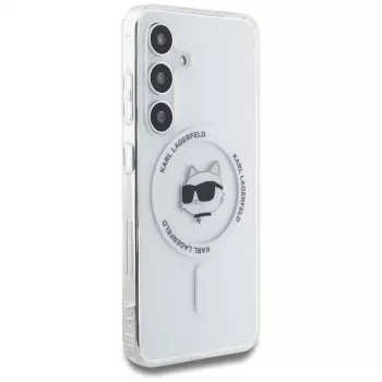 Karl Lagerfeld puzdro Button Choupette Head Printed Logo MagSafe pre Samsung Galaxy S25 biela