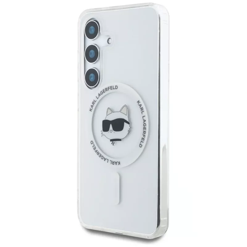 Karl Lagerfeld puzdro Button Choupette Head Printed Logo MagSafe pre Samsung Galaxy S25 biela