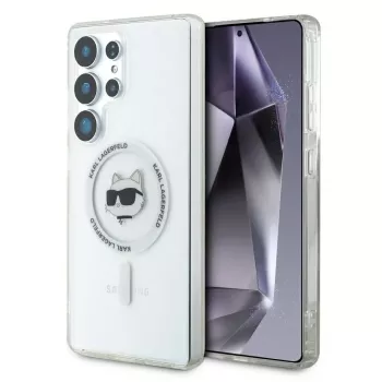 Karl Lagerfeld puzdro Button Choupette Head Printed Logo MagSafe pre Samsung Galaxy S25 Ultra biela