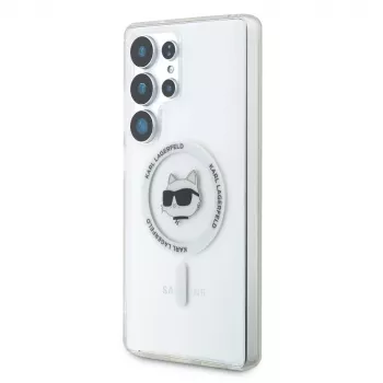 Karl Lagerfeld puzdro Button Choupette Head Printed Logo MagSafe pre Samsung Galaxy S25 Ultra biela