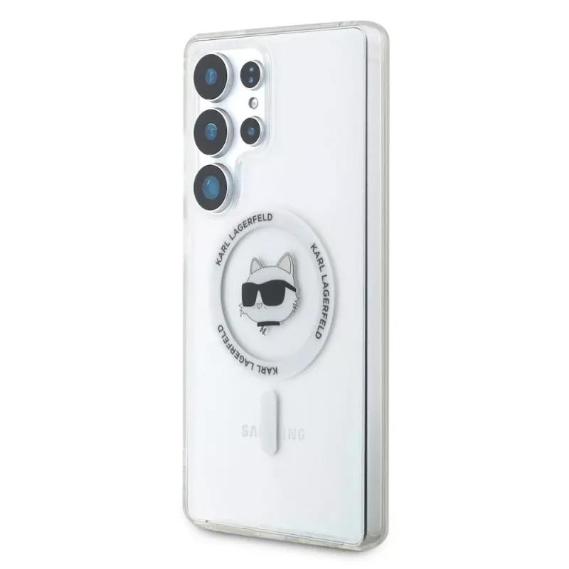 Karl Lagerfeld puzdro Button Choupette Head Printed Logo MagSafe pre Samsung Galaxy S25 Ultra biela