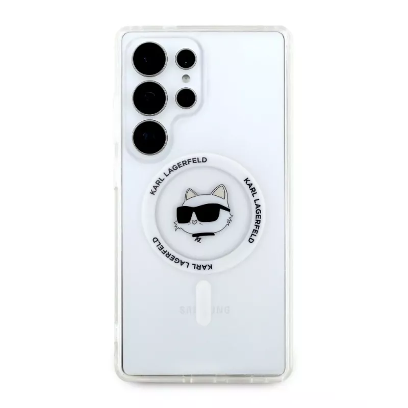 Karl Lagerfeld puzdro Button Choupette Head Printed Logo MagSafe pre Samsung Galaxy S25 Ultra biela