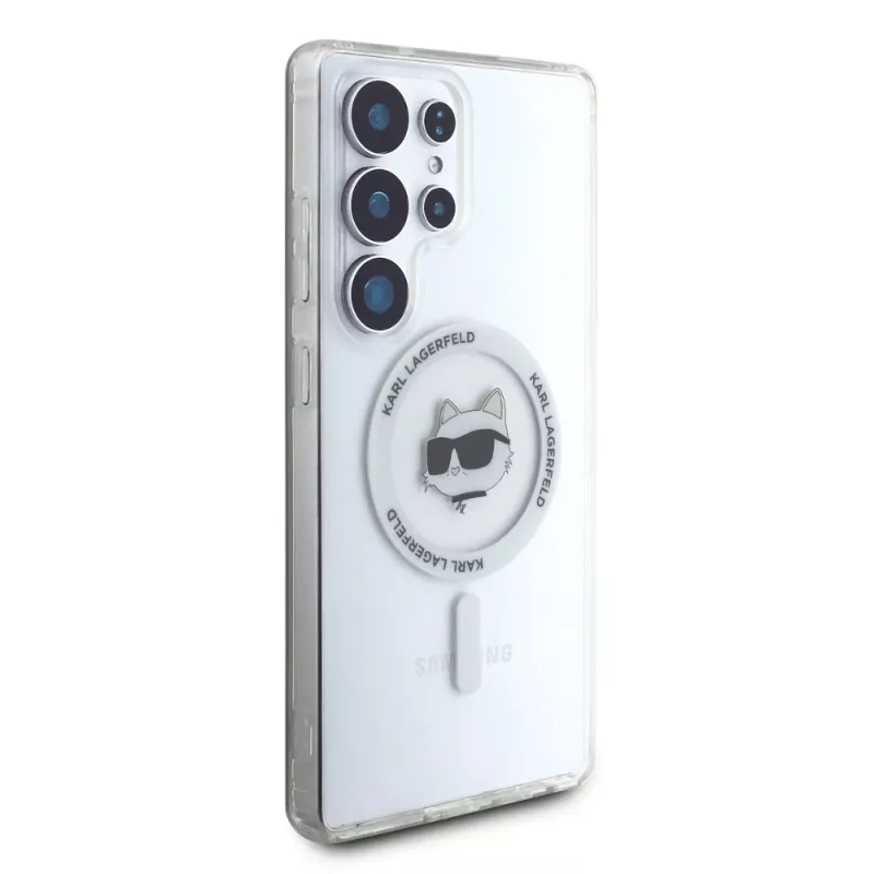Karl Lagerfeld puzdro Button Choupette Head Printed Logo MagSafe pre Samsung Galaxy S25 Ultra biela