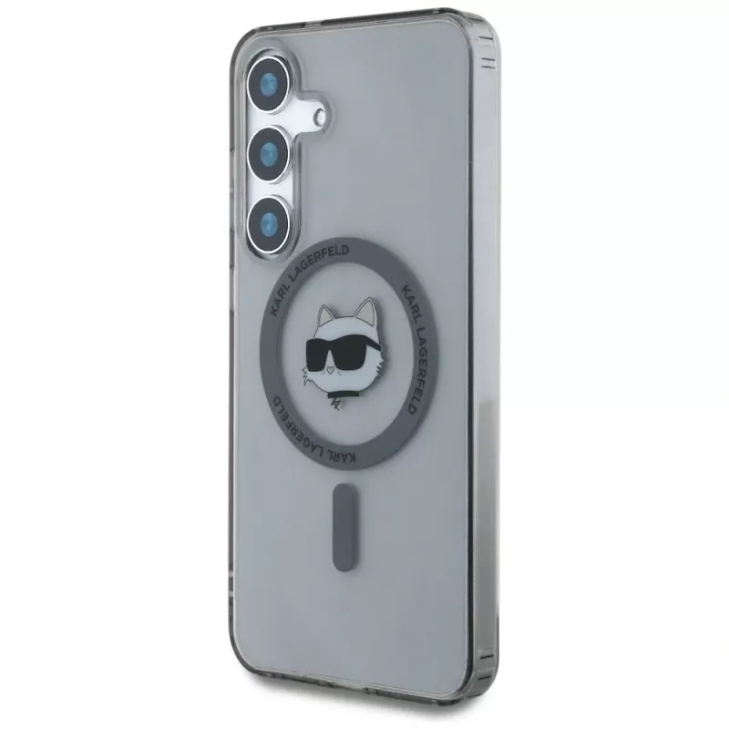 Karl Lagerfeld puzdro Button Choupette Head Printed Logo MagSafe pre Samsung Galaxy S25, čierna