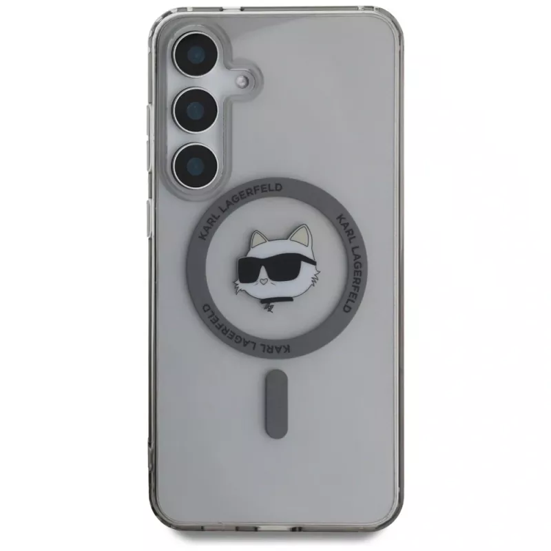 Karl Lagerfeld puzdro Button Choupette Head Printed Logo MagSafe pre Samsung Galaxy S25, čierna