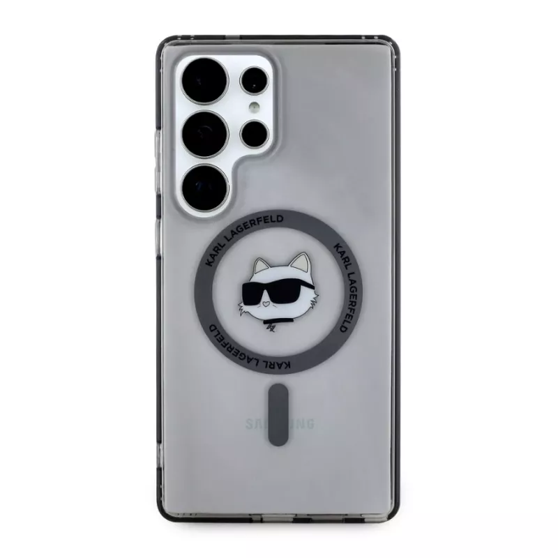 Karl Lagerfeld puzdro Button Choupette Head Printed Logo MagSafe pre Samsung Galaxy S25 Ultra, čierna