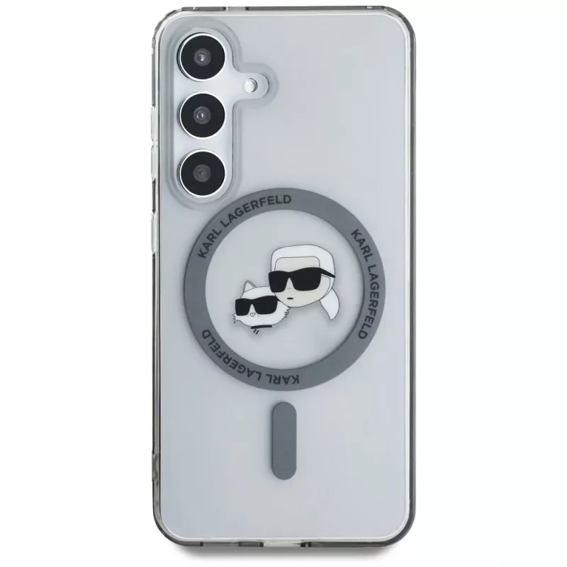 KARL LAGERFELD puzdro Button Karl & Choupette Heads Printed Logo MagSafe pre Samsung Galaxy S25, čierna