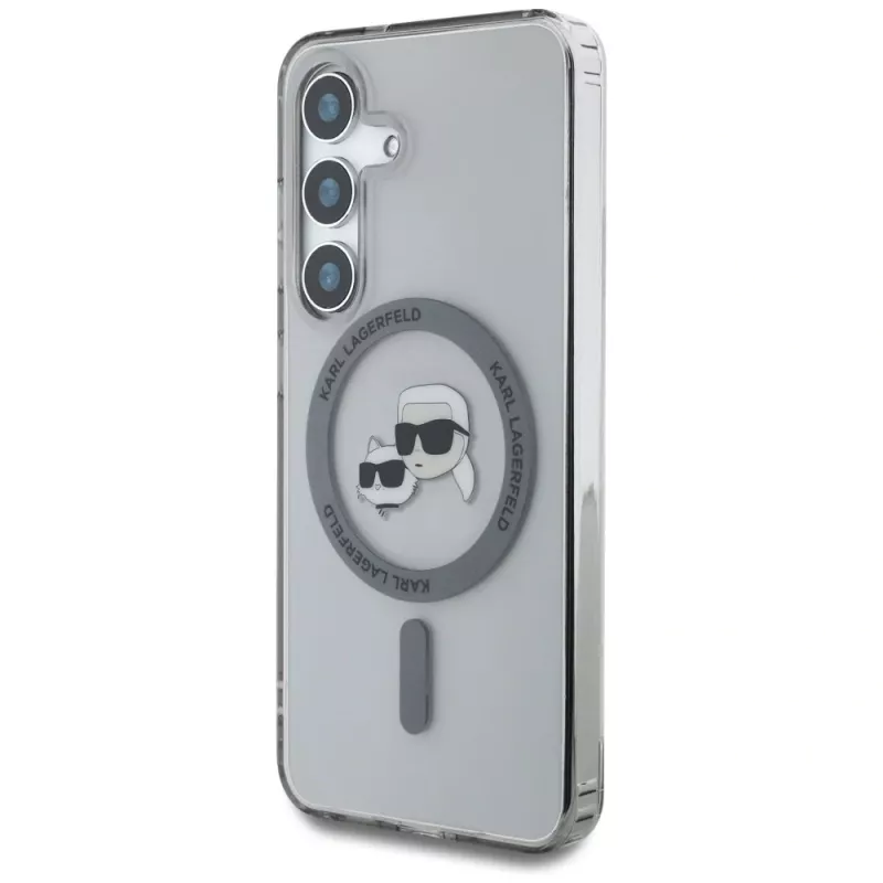 Karl Lagerfeld Button Karl & Choupette Heads Printed Logo MagSafe puzdro Samsung Galaxy S25 Plus čierna