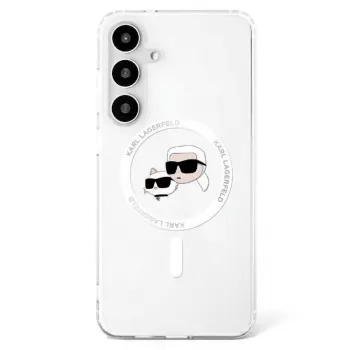 KARL LAGERFELD puzdro Button Karl & Choupette Heads Printed Logo MagSafe pre Samsung Galaxy S25 biela